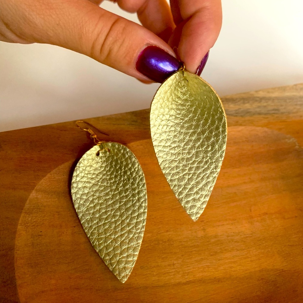 Handmade snakeskin teardrop earrings